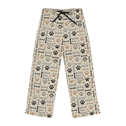 Dog Mom Women's Pajama Pants, Bones and Paw Prints