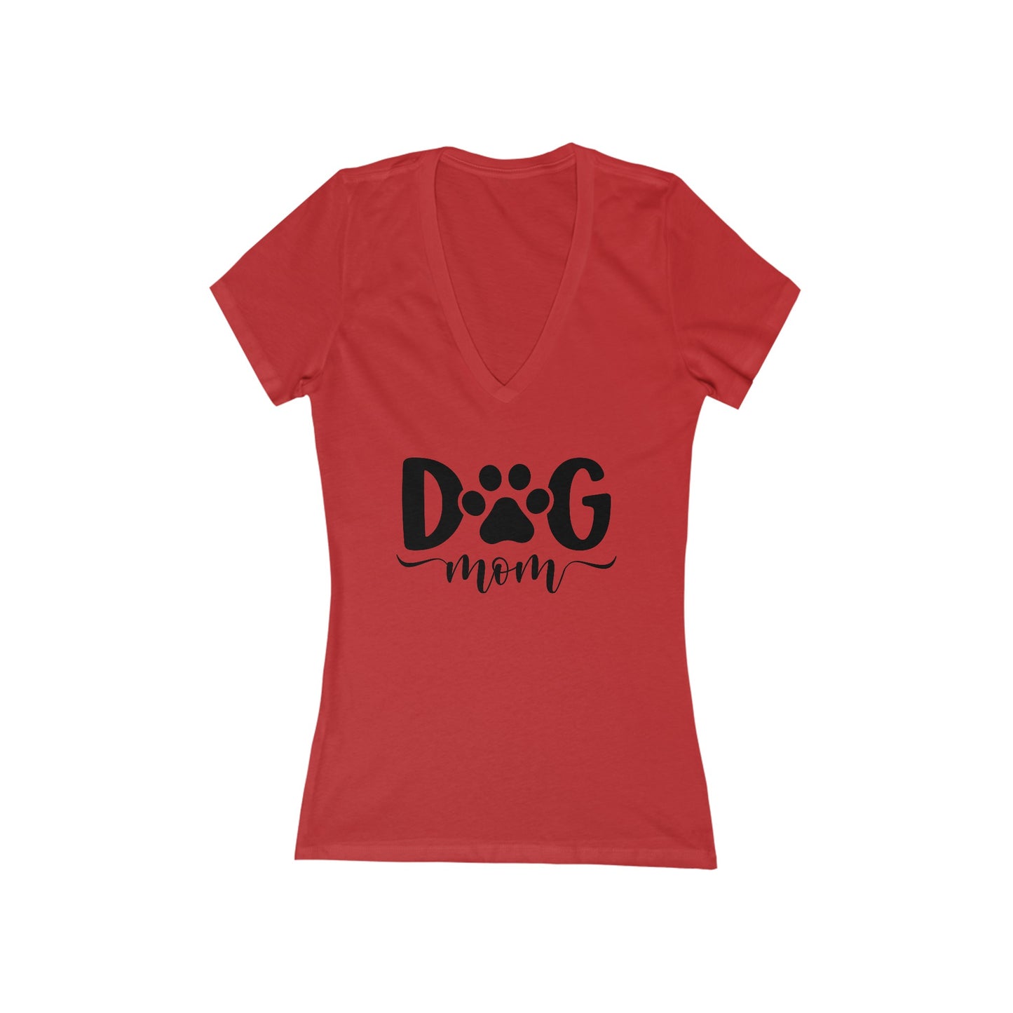 Dog Mom - Women's Jersey Short Sleeve Deep V-Neck Tee