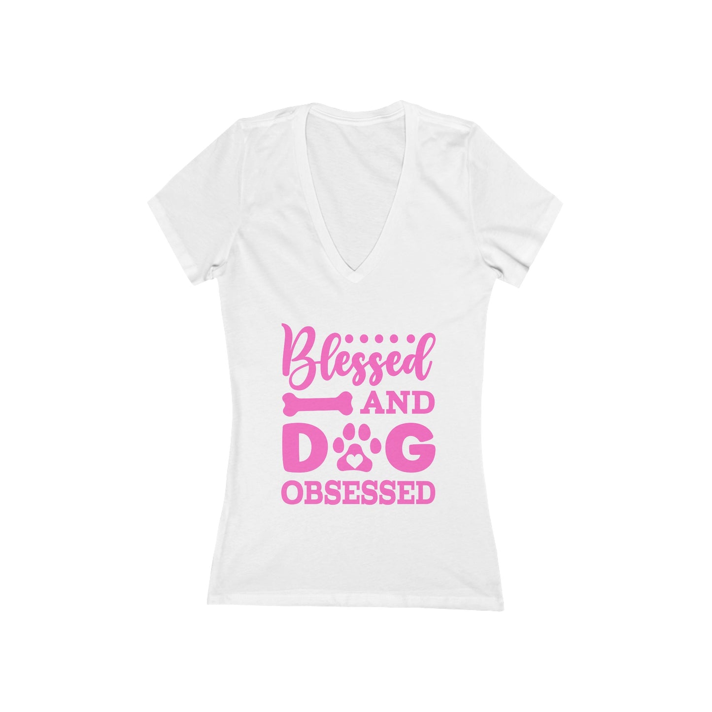 Women's Deep V-neck Tshirt Blessed and Dog Obsessed