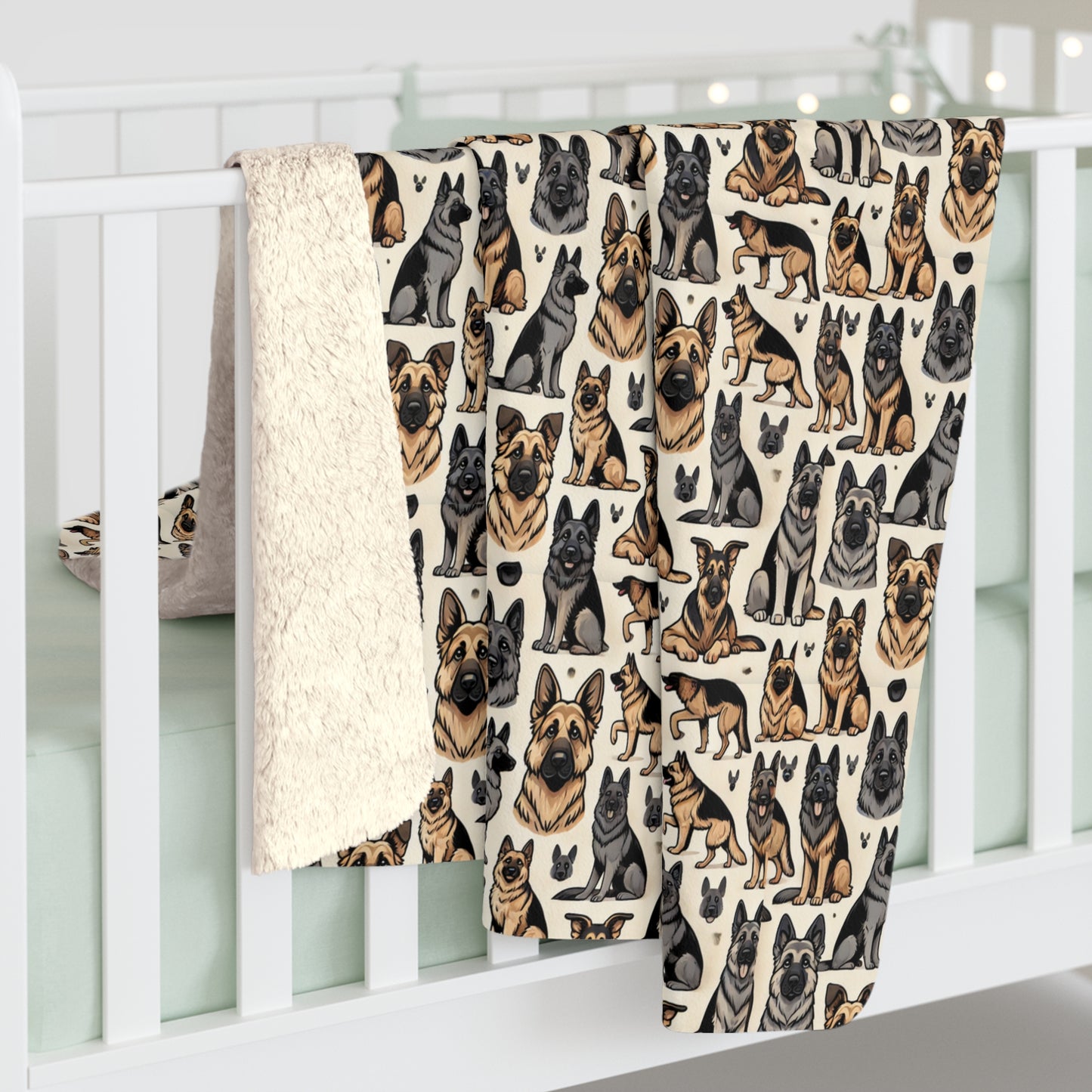 German Shepherd Themed Sherpa Fleece Blanket