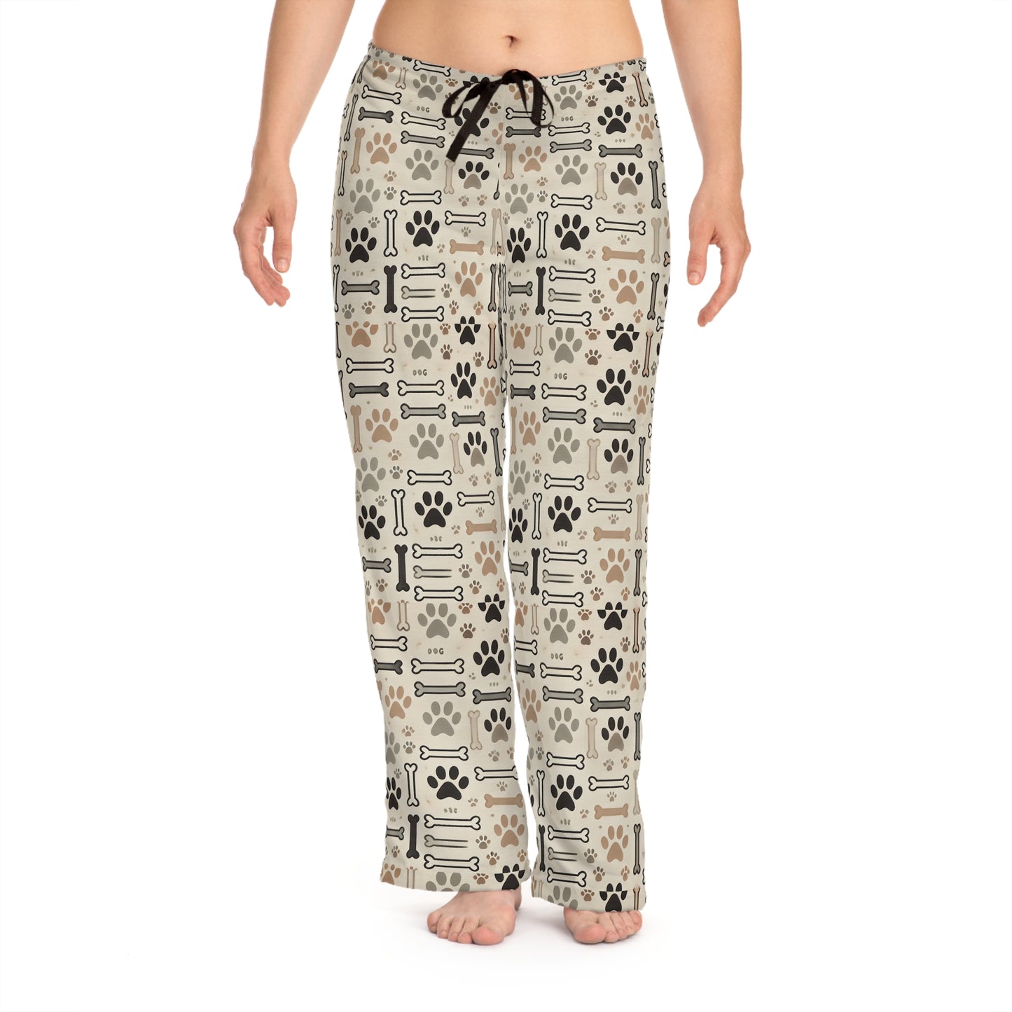 Dog Mom Women's Pajama Pants, Bones and Paw Prints