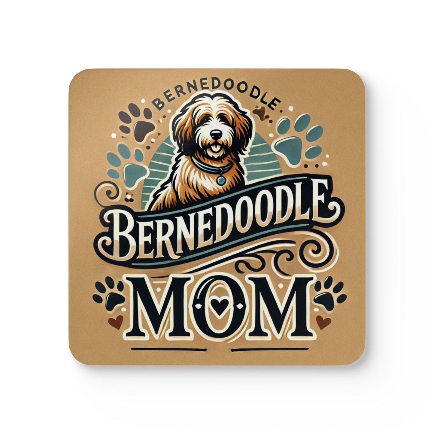 Bernedoodle Coasters, Dog Corkwood Coaster Set