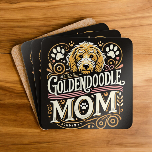 Goldendoodle Dog Corkwood Coaster Set