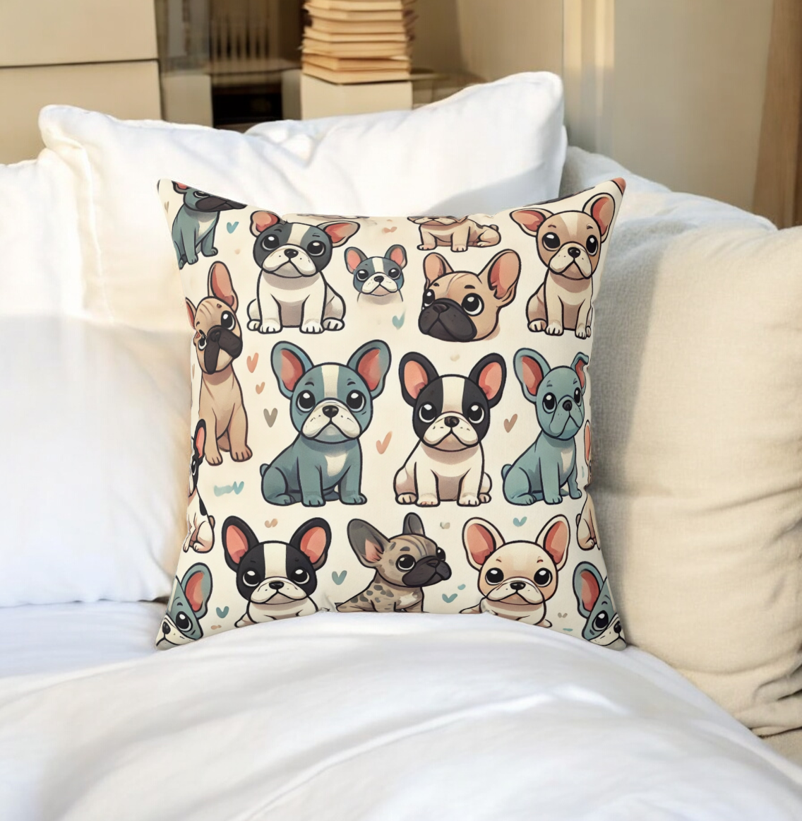 French Bulldog Throw Pillow and Home Accent, Frenchie Gifts for French Bulldog Moms