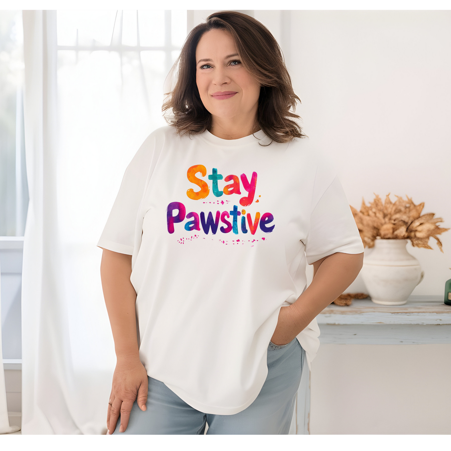 Stay Pawsitive Dog Mom Shirt Unisex