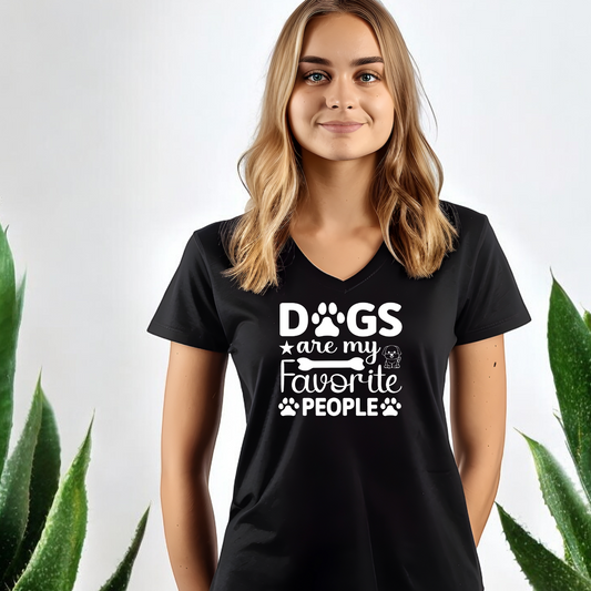 Dogs are My Favorite People - Unisex Jersey Short Sleeve V-Neck Tee