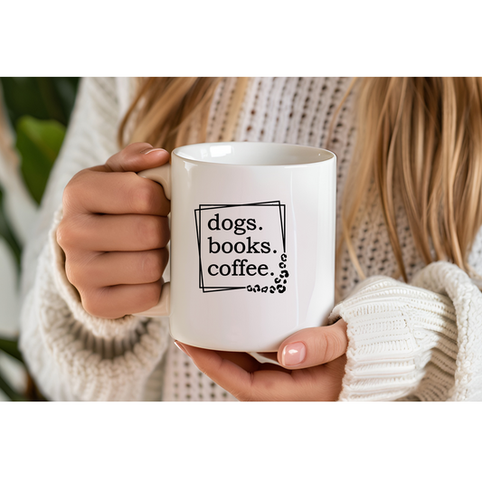 Dogs Books Coffee Ceramic Mug, 11oz