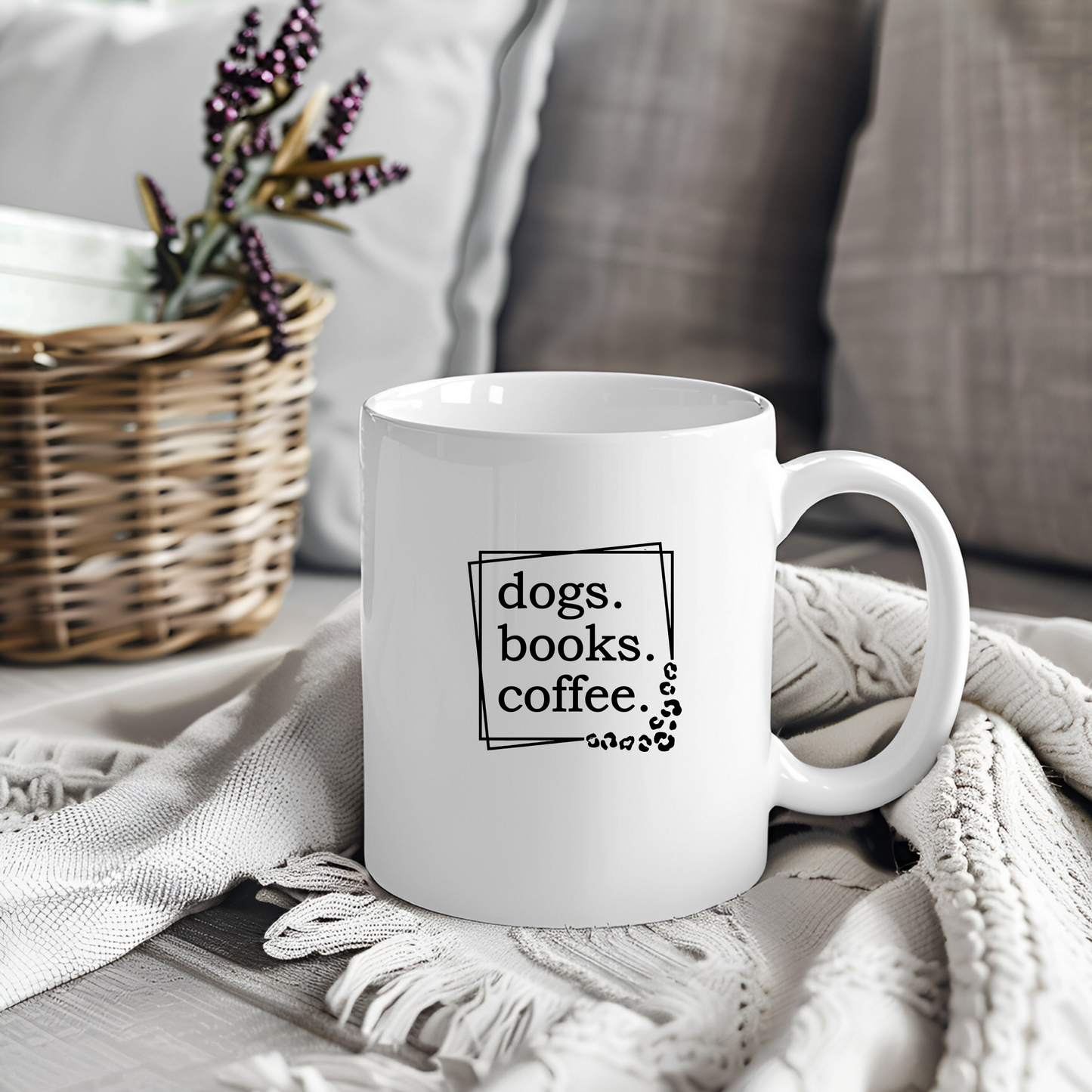 Dogs Books Coffee Ceramic Mug, 11oz