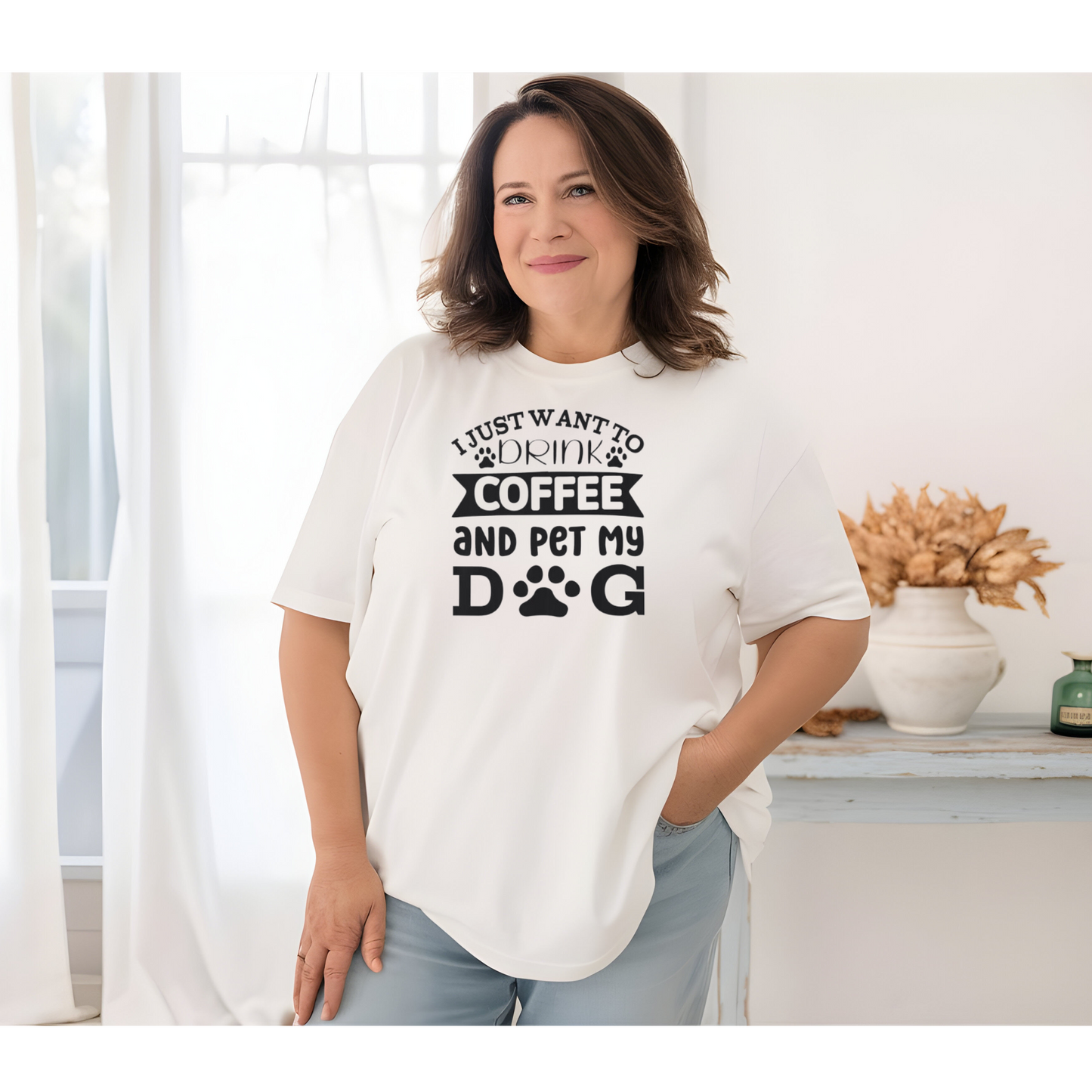 I Just Want to Pet My Dog and Drink Coffee Tshirt