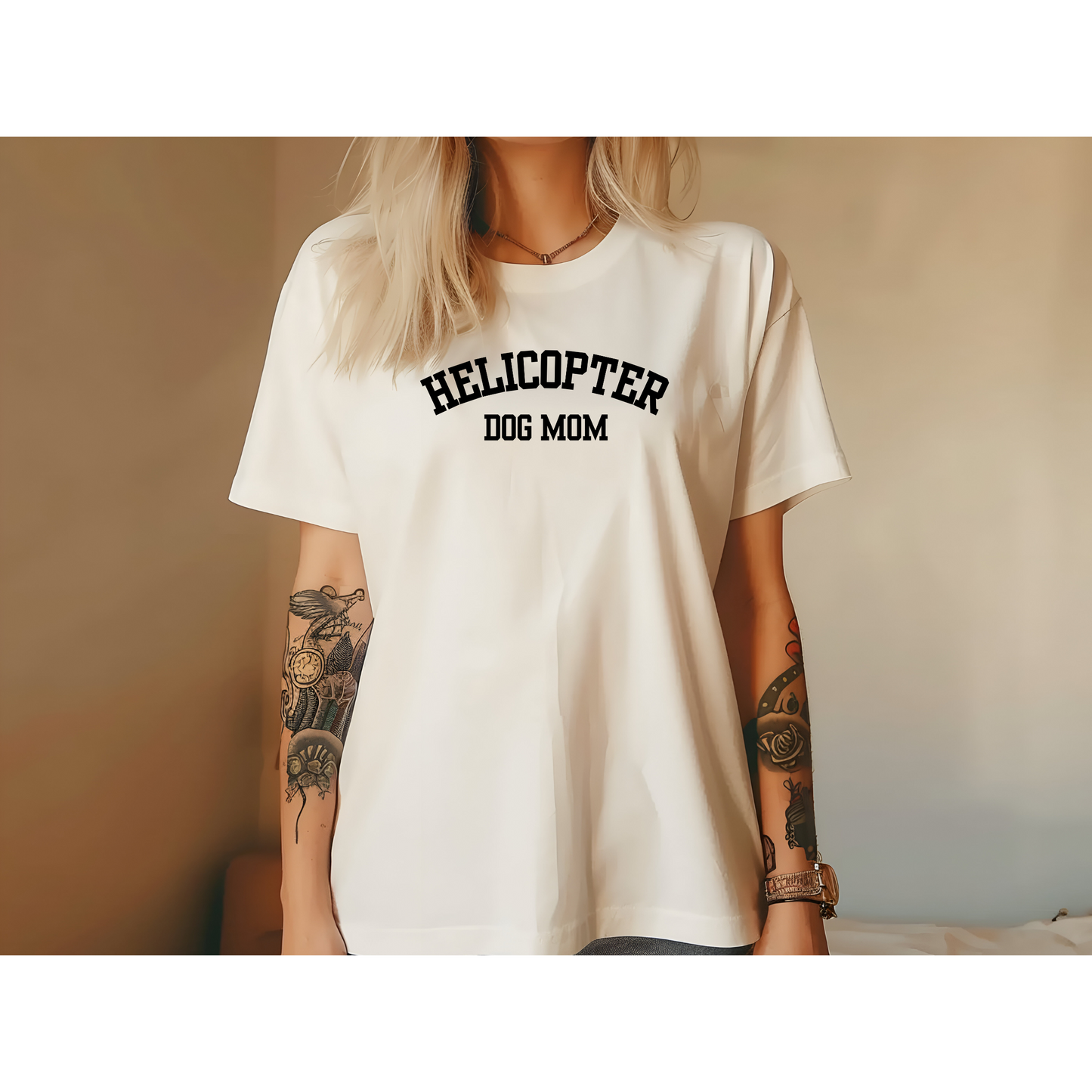 Helicopter Dog Mom Tee Shirt, Black Font