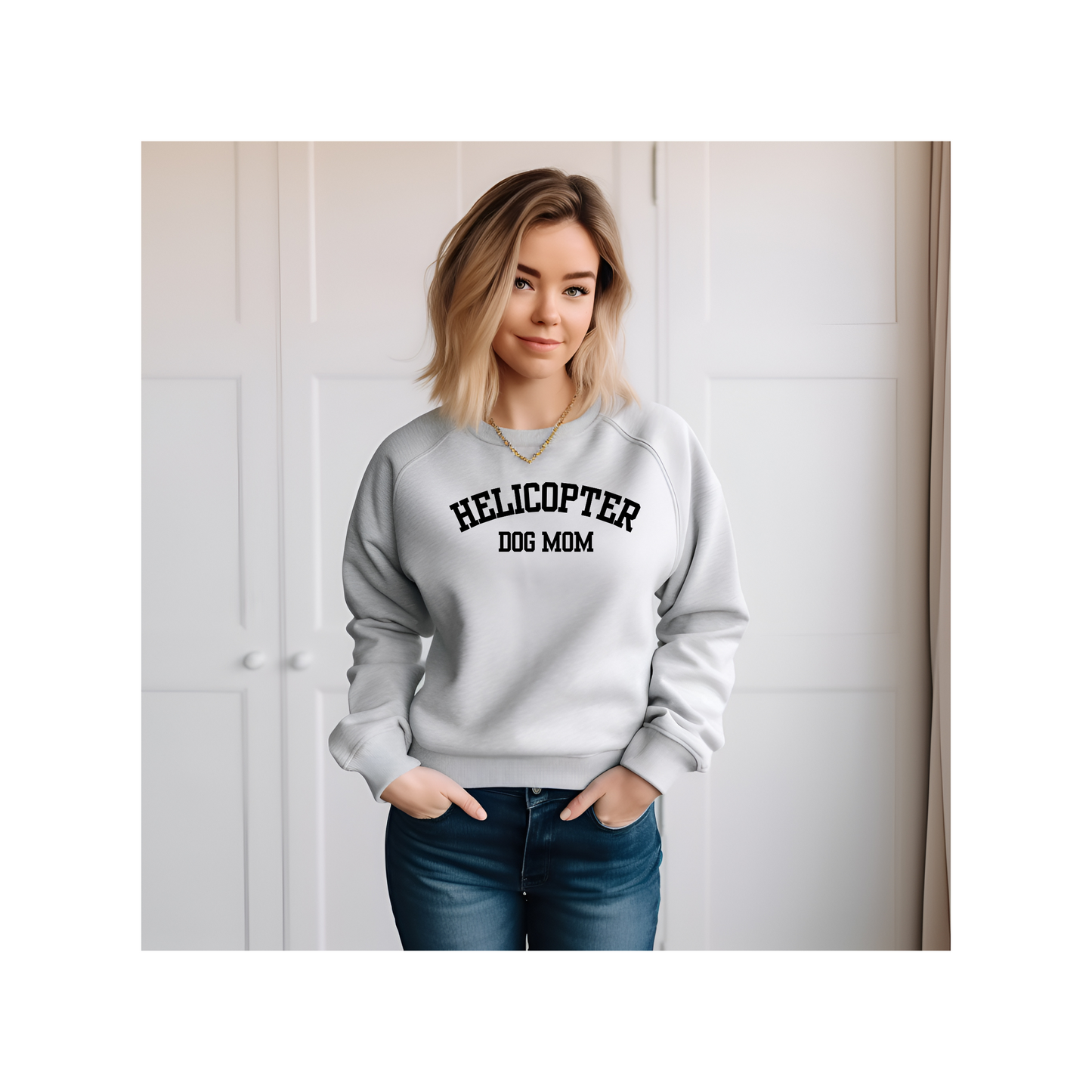 Helicopter Dog Mom Crew Neck Sweatshirt