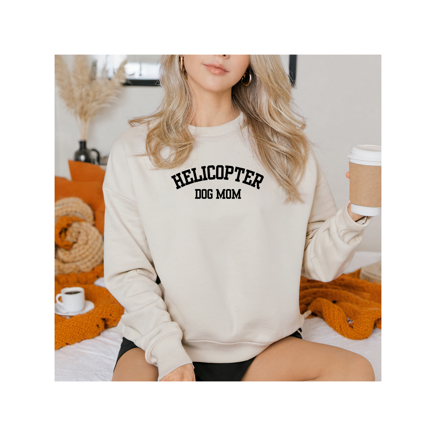 Helicopter Dog Mom Crew Neck Sweatshirt