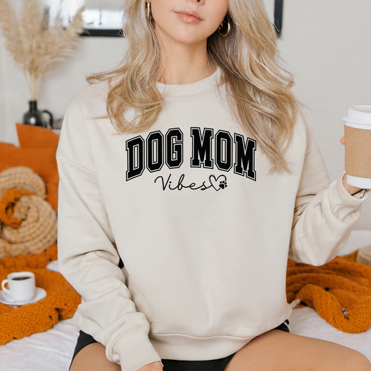 Dog Mom Vibes Crewneck Sweatshirt, Stylish Unisex Dog Lover Sweatshirt