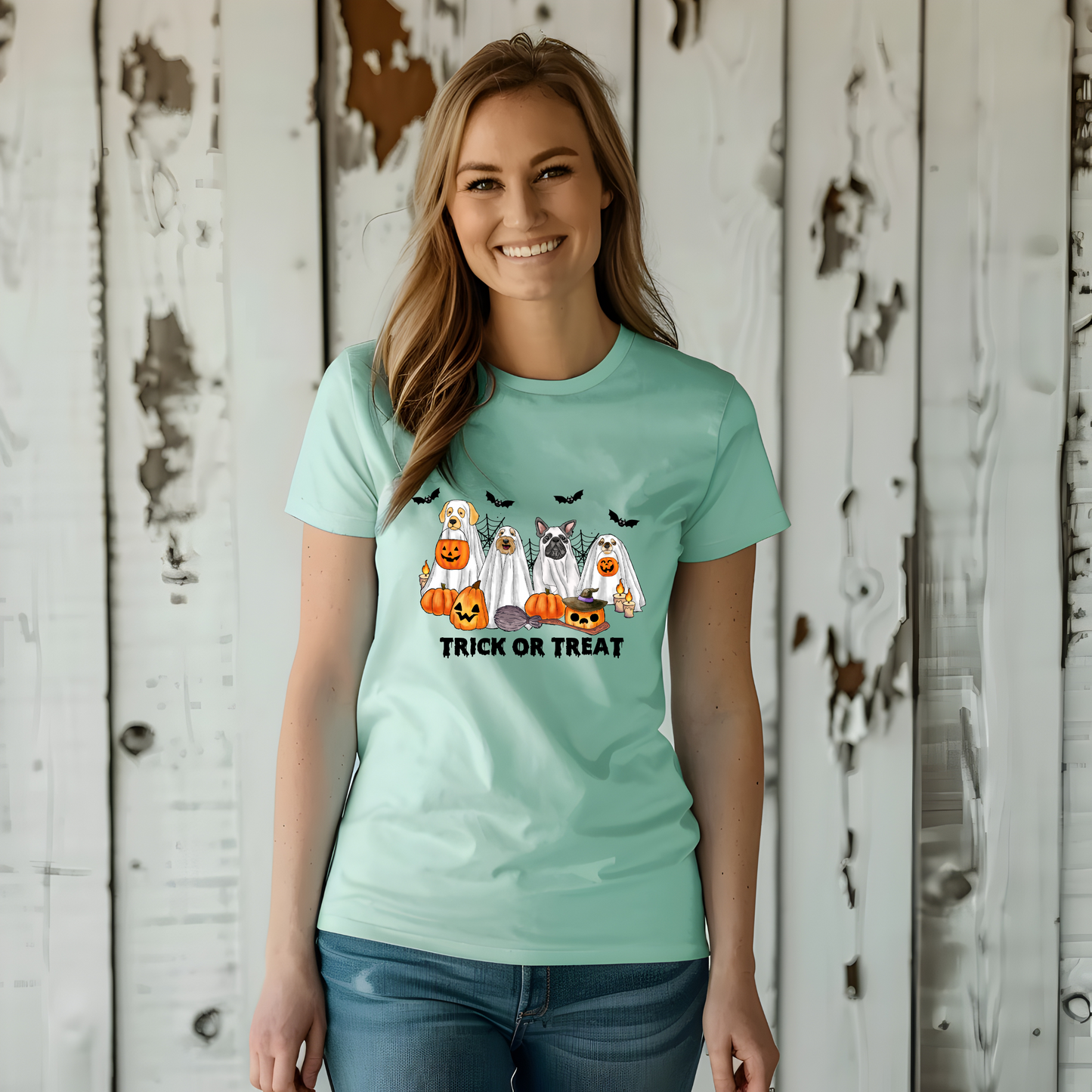 Halloween Trick or Treat Dog Mom Shirt.