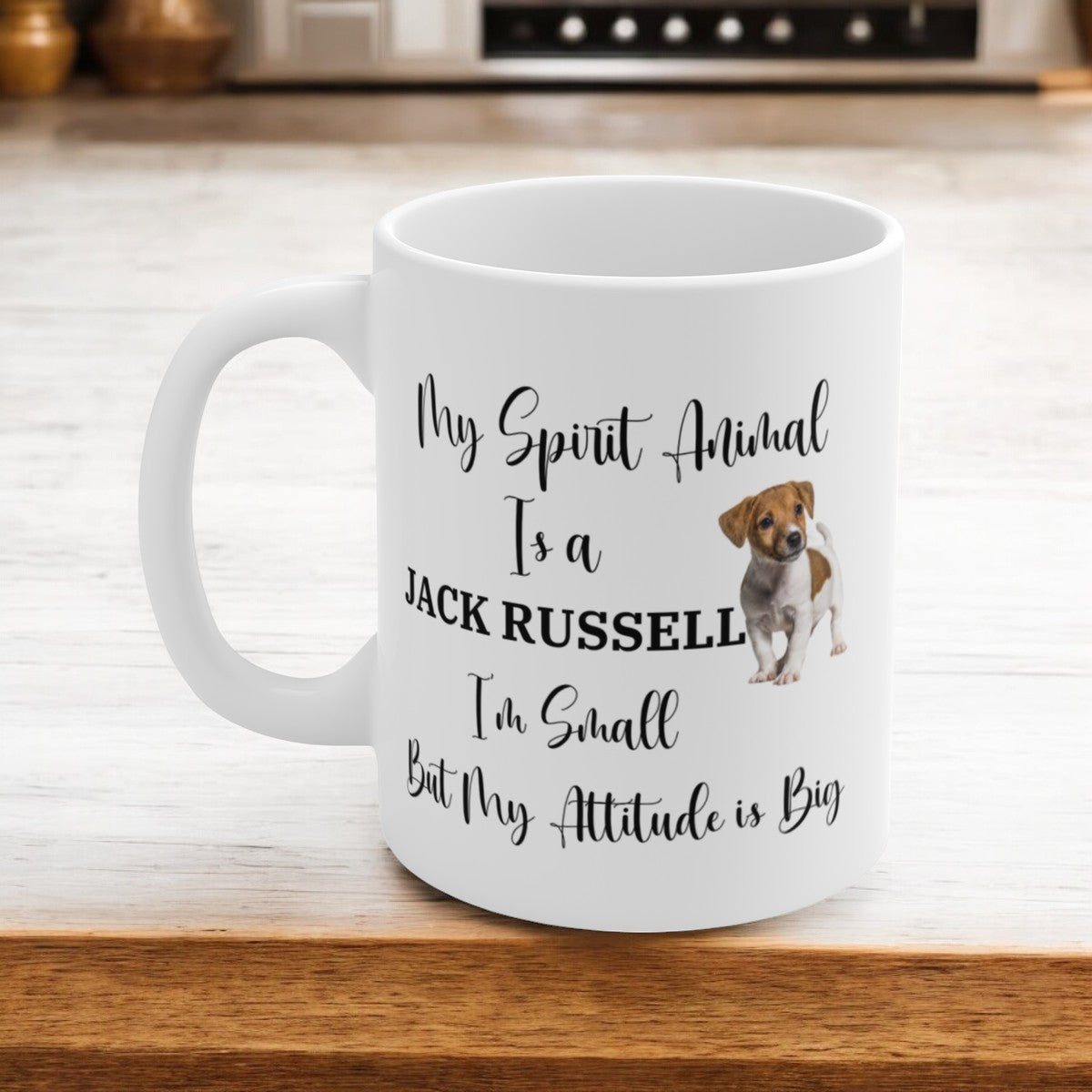 My Spirit Animal Is a Jack Russell Ceramic Mug, Funny Dog Lover Gift, Small Dog Big Attitude Coffee Cup, 11oz White Ceramic Mug